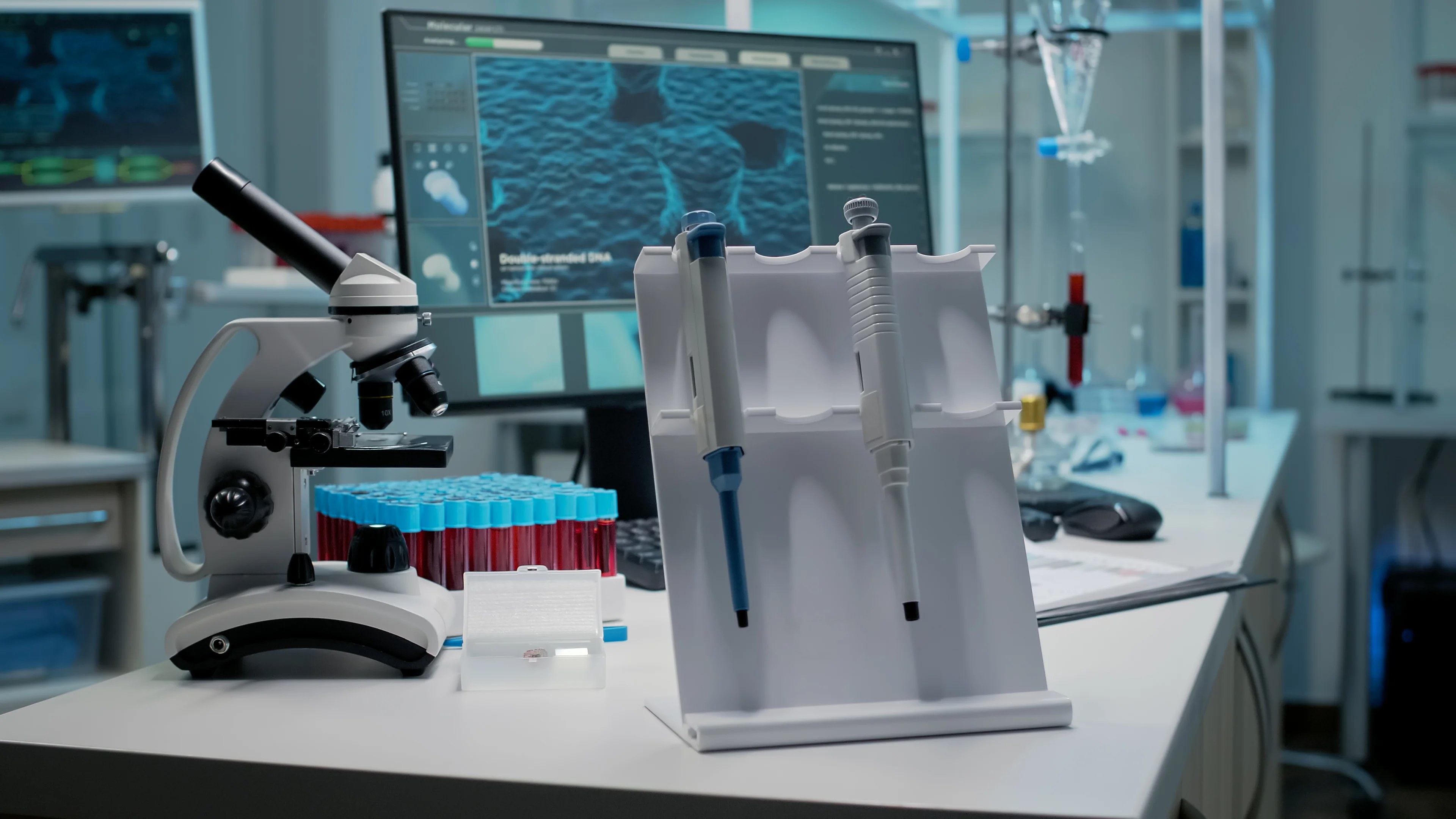 Scientific micropipette close-up