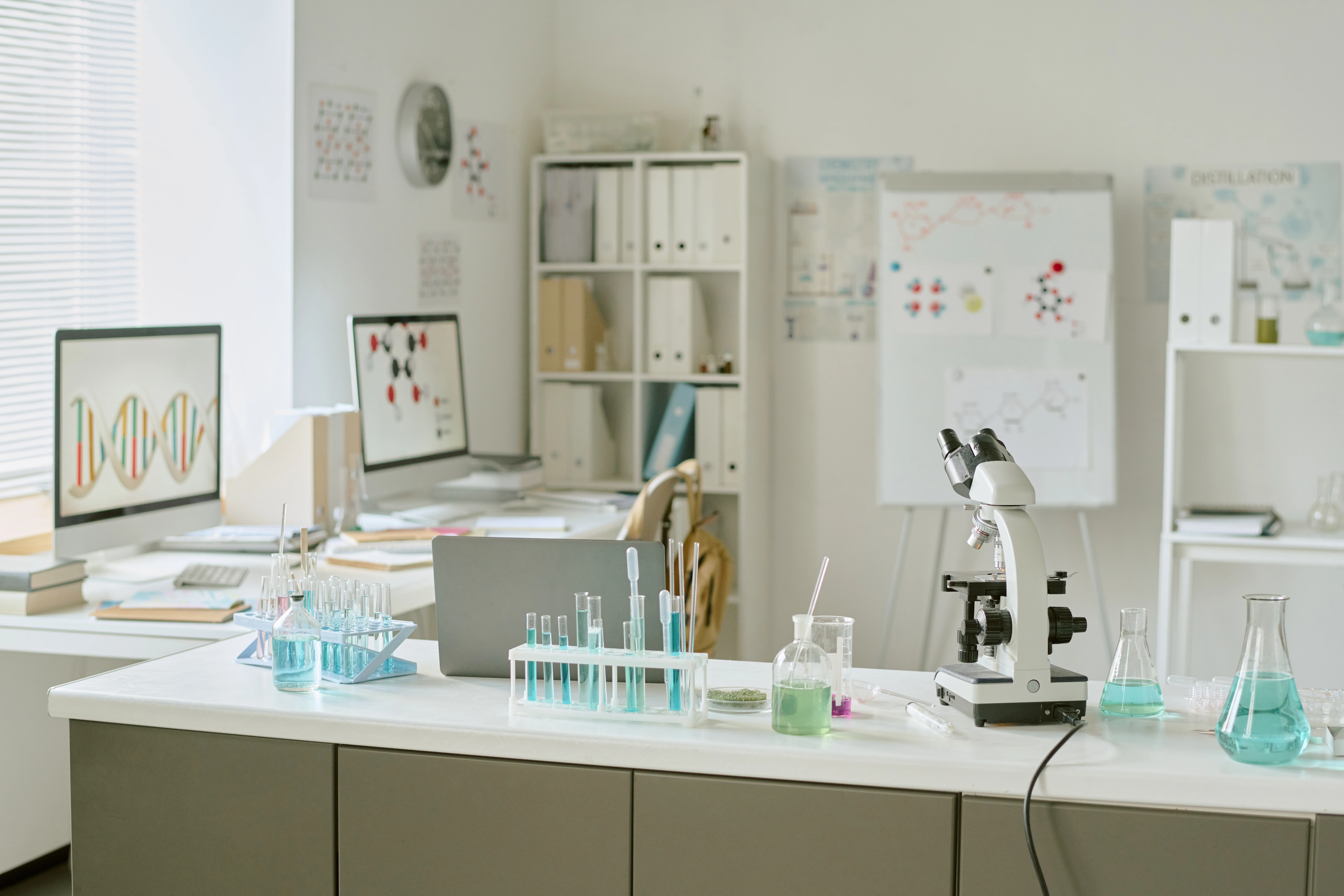 Modern research laboratory with computers